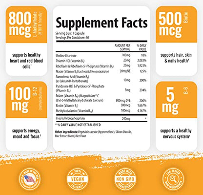 1 Body Vitamin B Complex – 5-MTHF Folate with B1, B2, B5, B6 1 BodyUS supplements