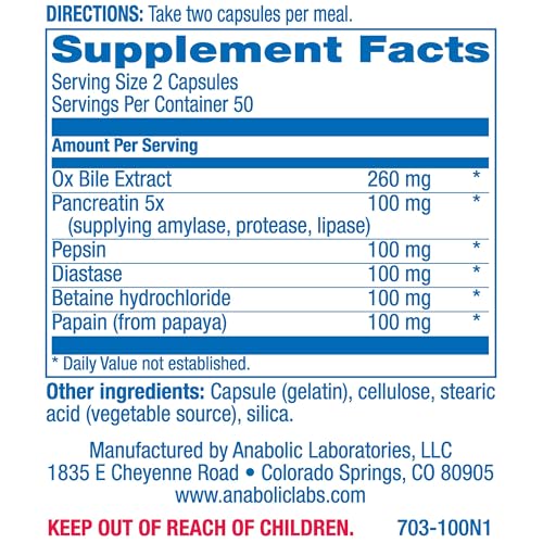 Anabolic Laboratories Multi Enzyme Nutritional Supplements - 100 Capsules of Digestive Anabolic LaboratoriesAu supplements