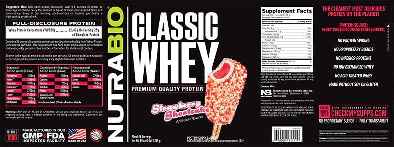 NutraBio Classic Whey Protein Powder - No Fillers, Artificial Colors, Preservatives NutraBioUS supplements