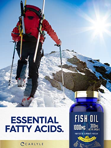Fish Oil 1000mg | 300mg Omega 3 | 250 Count | Non-GMO and Gluten Free Supplement CarlyleUS supplements