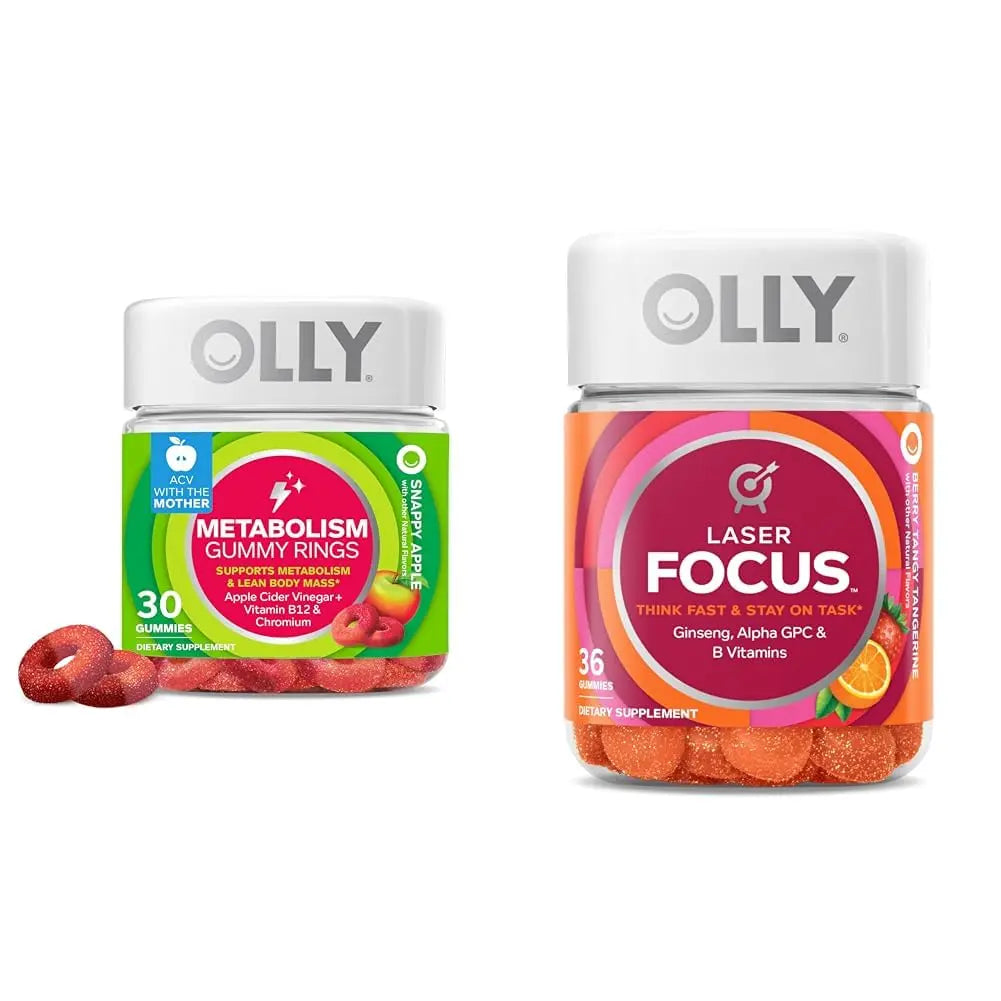 OLLY Metabolism 30 Count & Laser Focus 36 Count Gummy Vitamin Bundles OLLYAu supplements