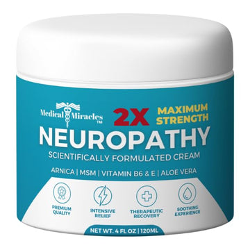 Medical Miracles Neuropathy Cream 2X Strength | Nerve Therapy Max Potency Relief for Feet, Hands, Legs, Toes - Arnica, Vitamin B6, Aloe Vera, MSM - Crafted for Exceptional Relief 4oz Medical MiraclesAu supplements
