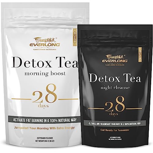 EVERLONG Detox Tea 28 Day Morning Boost Tea and Night Cleanse Tea, Burn Fat and Boost EVERLONGUS supplements