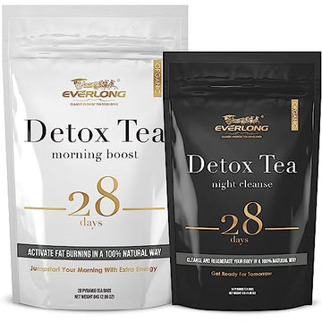 EVERLONG Detox Tea 28 Day Morning Boost Tea and Night Cleanse Tea, Burn Fat and Boost EVERLONGUS supplements