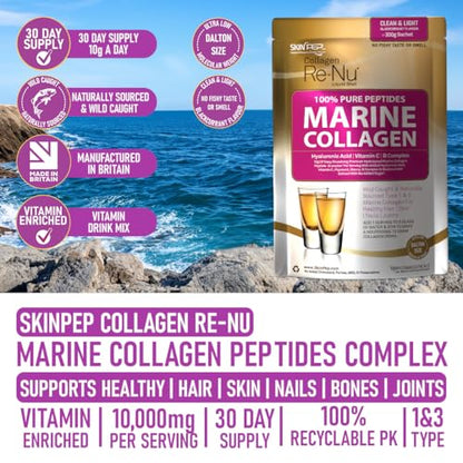 SkinPep® Collagen Re-Nu Liquid Shot Sachet 15-30 Day Supply - The Anti-Ageing Daily Collagen Drink Mix SkinPepUS supplements