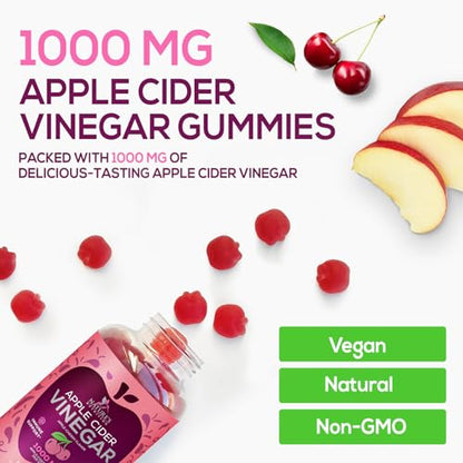 Vegan Apple Cider Vinegar Gummies | Max Strength 1000mg | Gelatin-Free, Vegan, Non-GMO Nature's NutritionUS supplements