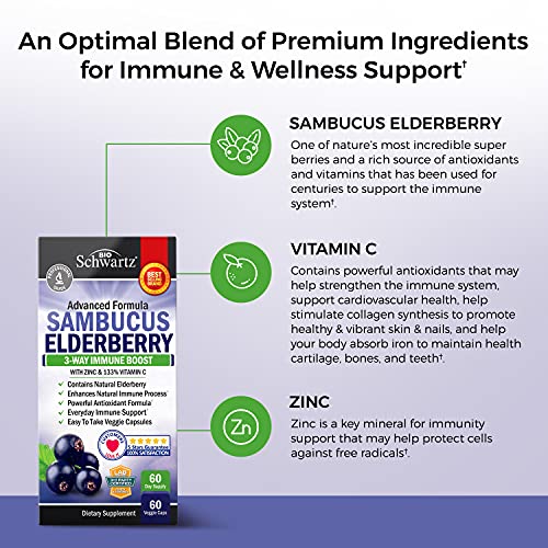 Elderberry with Zinc and Vitamin C for Adults - Immune Support Vitamins BioSchwartzAu supplements
