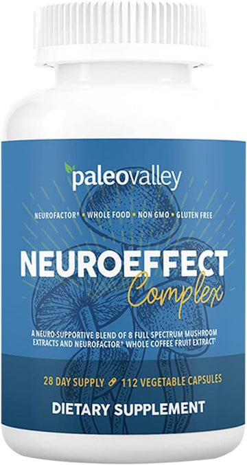 Paleovalley NeuroEffect - Neuro Mushroom Coffee Nutritional Supplement for Focus, Memory, and Energy Support - 28-Day Supply - 8 Full Spectrum Mushroom and Whole Coffee Fruit Extracts PaleovalleyUS supplements