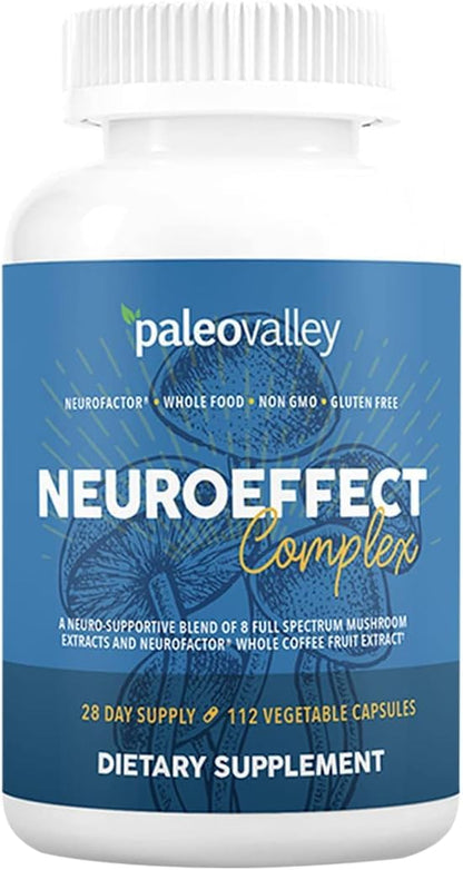 Paleovalley NeuroEffect - Neuro Mushroom Coffee Nutritional Supplement for Focus, Memory, and Energy Support - 28-Day Supply - 8 Full Spectrum Mushroom and Whole Coffee Fruit Extracts PaleovalleyUS supplements