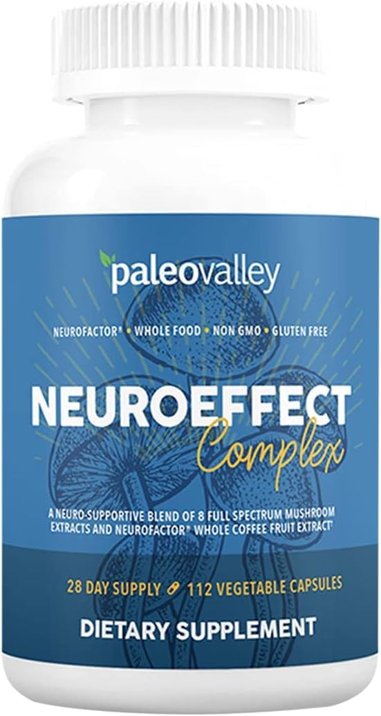 Paleovalley NeuroEffect - Neuro Mushroom Coffee Nutritional Supplement for Focus, Memory, and Energy Support - 28-Day Supply - 8 Full Spectrum Mushroom and Whole Coffee Fruit Extracts PaleovalleyUS supplements