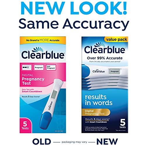 Clearblue Digital Pregnancy Test with Smart Countdown, Multi, 5 count ClearblueUS supplements