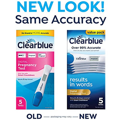 Clearblue Digital Pregnancy Test with Smart Countdown, Multi, 5 count ClearblueUS supplements