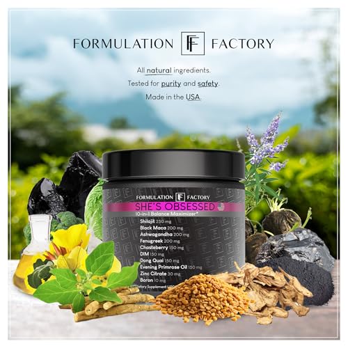 Formulation Factory She's Obsessed: 10-in-1 Hormone Balance Maximizer with Shilajit, Maca, Ashwagandha, DIM, Dong Quai, Zinc & More for Vitality & Balance – 120 Capsules 2 Months Formulation FactoryAu supplements