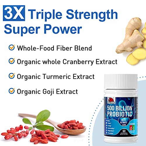 Probiotics for Men, 500 Billion CFU + 12 Strains Men's Probiotic with Turmeric Cranberry CFUKINGUS supplements