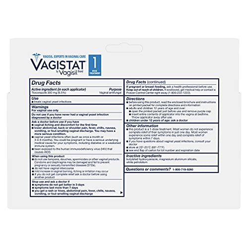 Vagistat 1 Day Single-Dose Yeast Infection Treatment for Women, Antifungal Ointment Helps Relieve VagisilAu supplements