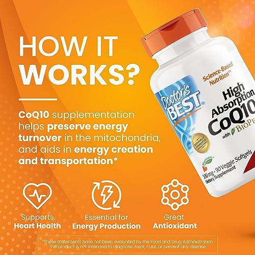 Doctor's Best High Absorption CoQ10 with BioPerine, Heart Health & Energy Production Doctor's BESTUS supplements
