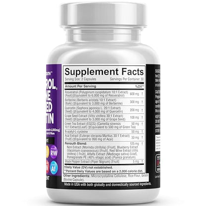 Resveratrol 6000mg Berberine 3000mg Grape Seed Extract 3000mg Clean NutraceuticalsUS supplements