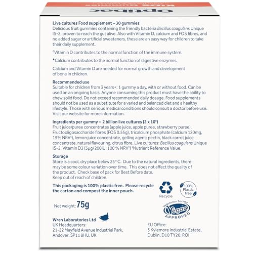 Optibac Kids Probiotic with Vitamin D & Calcium for Immune System Support & Gut Health OptiBacUS supplements