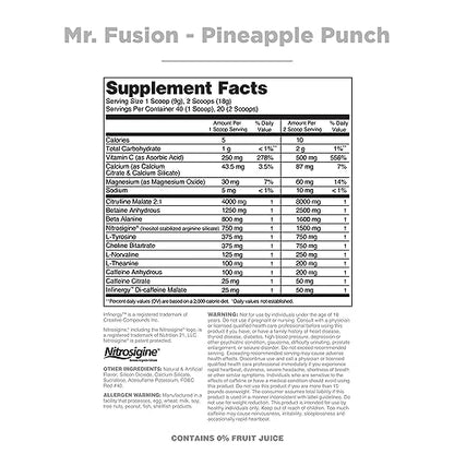 Nutrithority Mr.Fusion Pre Workout Supplement, Pineapple Punch, 40 Servings NutrithorityUS supplements