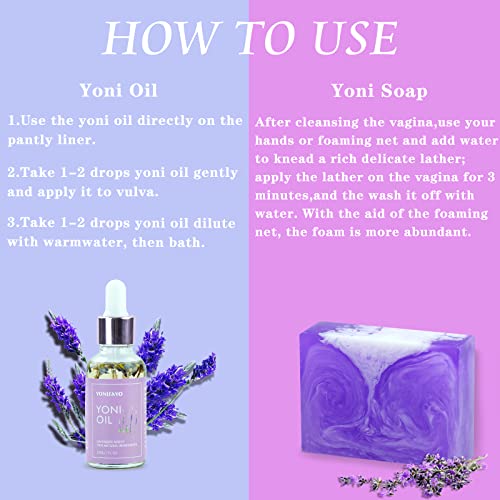 Yoni Wash Yoni Oil Yoni Soap Set, 5.29oz Yoni Soap Bar, 2 * 30ml Feminine Oil, 6.7 fl.oz Feminine Wash yonisayoAu supplements