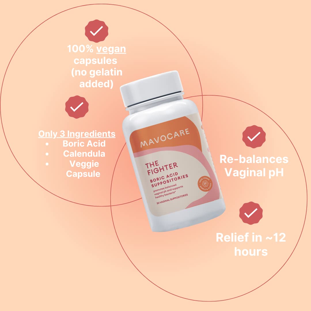 MavoCare, Inc. Boric Acid 600mg The Fighter with Added Calendula Vegan Capsule- Fights BV and Irritation- Gentle MavoCare, Inc.Au supplements