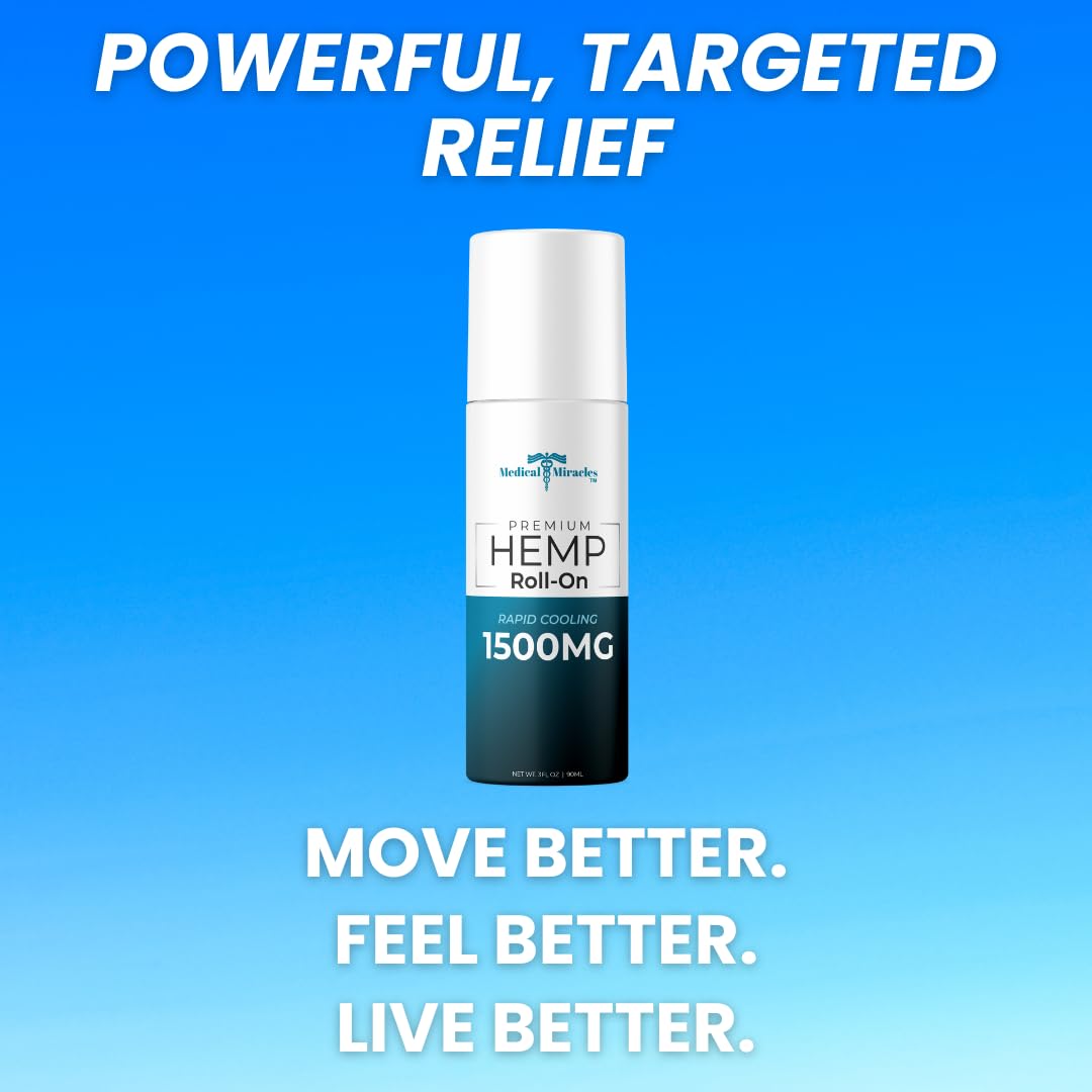 Medical Miracles New Hemp Oil Roll On - Ideal for Muscles, Hips, Joints, Neck, Back, Elbows, Fingers, Hands, and Knees (1500mg Roll-On) Medical MiraclesAu supplements