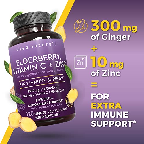 Viva Naturals Sambucus Elderberry with Vitamin C and Zinc for Adults - 5 in 1 Sambucus Viva NaturalsAu supplements