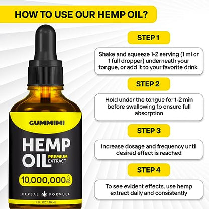 GummiMi Оrganic Hеmp Oil 10 000 000 mg - Natural Drops - Rich in Vitamins B, C, E GummiMiUS supplements