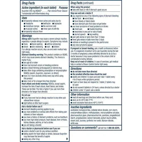 Advil PM Pain Reliever and Nighttime Sleep Aid, Ibuprofen for Pain Relief and Diphenhydramine Citrate for a Sleep Aid - 120 Coated Caplets and Pain Reliever and Fever Reducer, 10 Count Tablets AdvilAu supplements