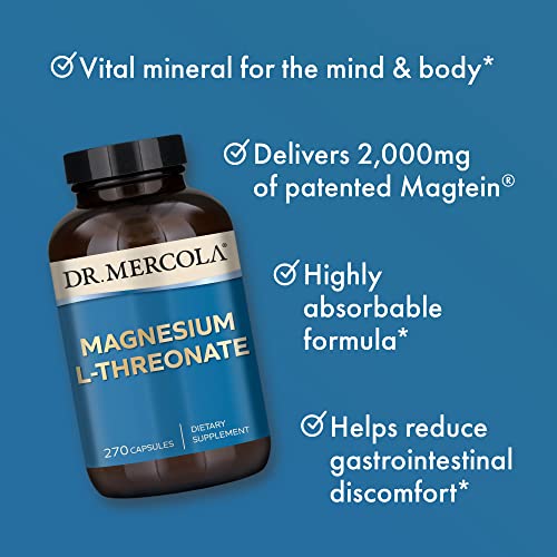 Dr. Mercola Magnesium L-Threonate, 90 Servings (270 Capsules), Dietary Supplement Dr. MercolaAu supplements