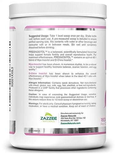 Zazzee PREGNOSITOL Powder, 183 Servings, 6 Month Supply, Premium Myo-Inositol ZazzeeUS supplements