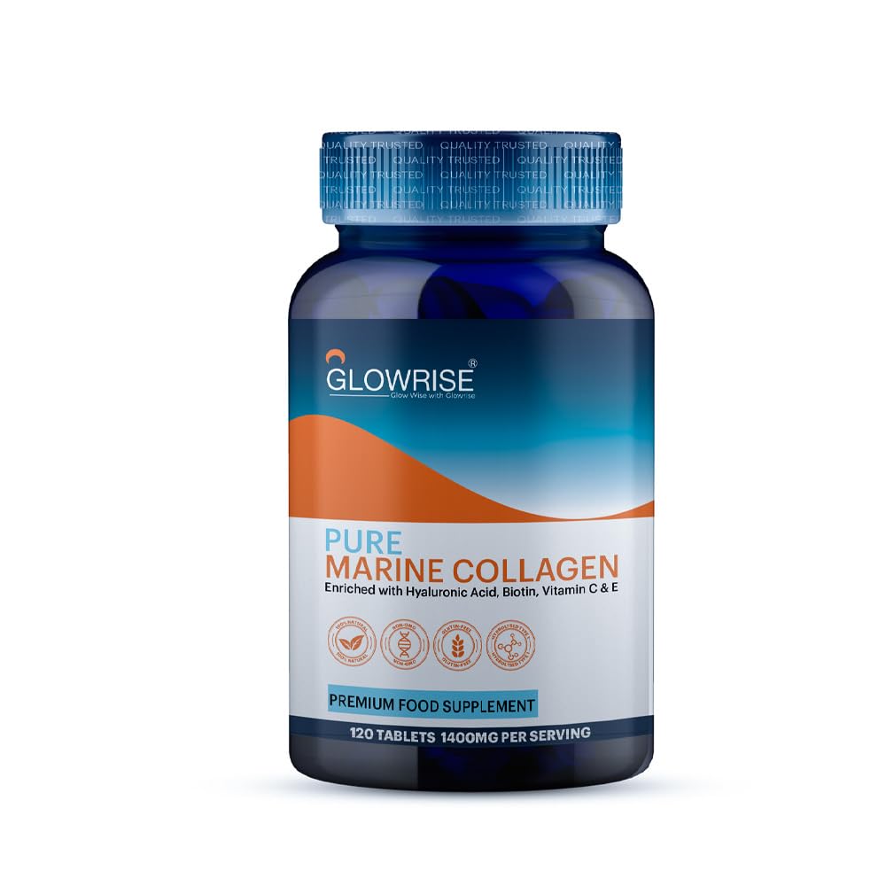 Pure Marine Collagen 120 Tablets 1400mg - Premium Blend with Hyaluronic Acid, Biotin, Vitamin C & E GLOWRISEUS supplements