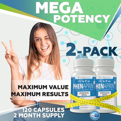 PhenAprin XR Maximum Strength Appetite Suppressant Diet Pills - 2-Pack, Metabolism Boosting SutraHealthUS supplements
