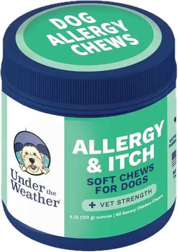 Under the Weather Allergy & Itch Pet Allergy Chews for Dogs | Vet Formulated Skin Support for Canines | Soothing Dog Allergies and Itching Relief Supplement | 60 Count Under the WeatherAu supplements