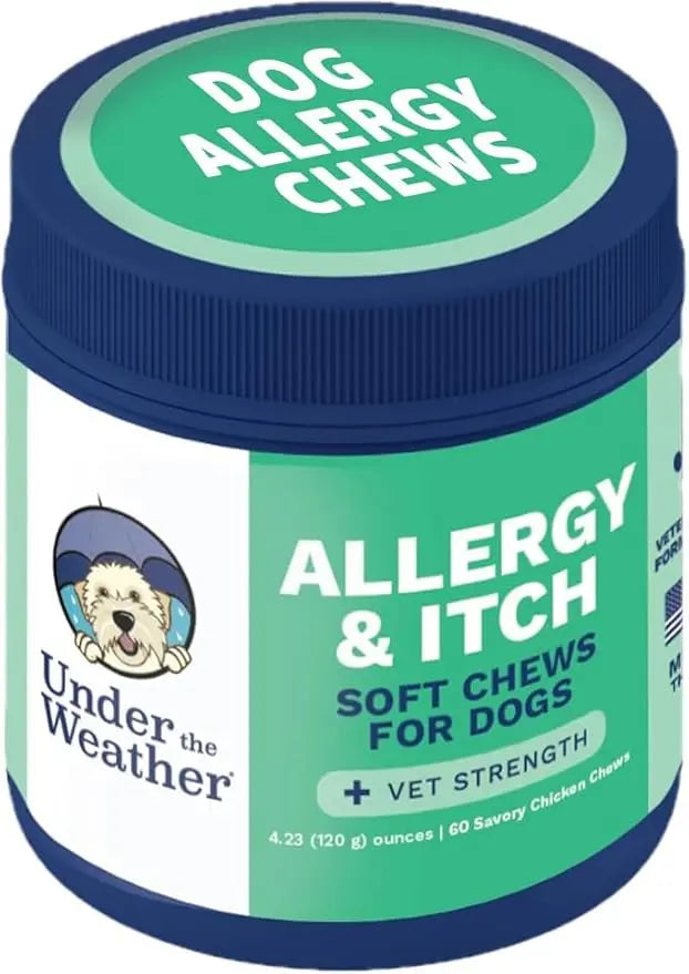 Under the Weather Allergy & Itch Pet Allergy Chews for Dogs | Vet Formulated Skin Support for Canines | Soothing Dog Allergies and Itching Relief Supplement | 60 Count Under the WeatherAu supplements