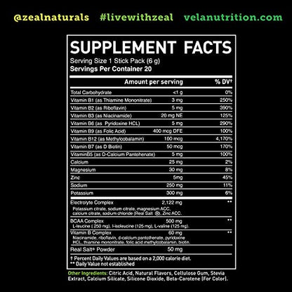 Enhanced Electrolyte Powder Stick Packs (Lemon Lime - 20 Packets) Sugar Free Zeal NaturalsUS supplements