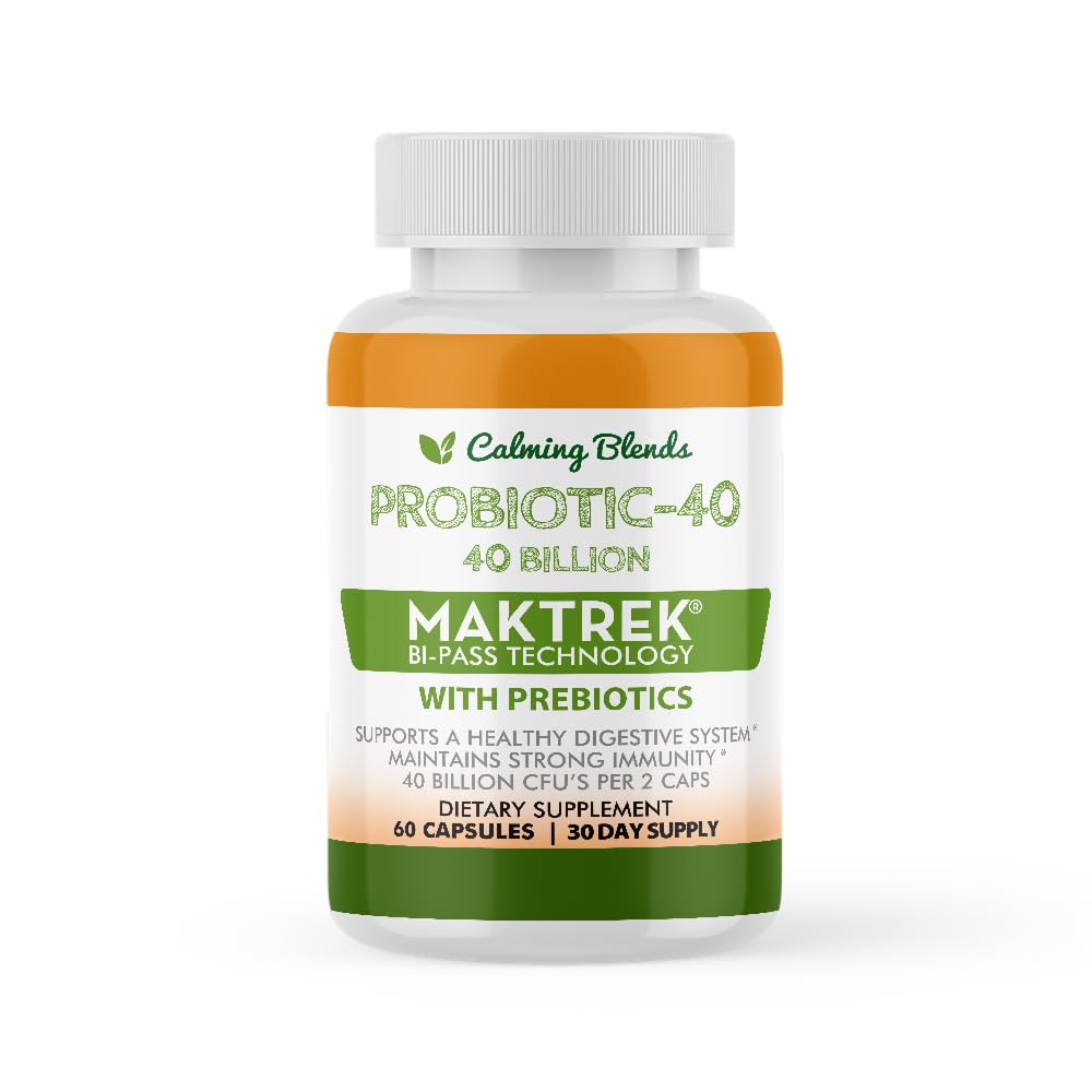 CALMING BLENDS Probiotic, 40 Billion CFU, Bi-Pass Delivery System for Maximum Effectiveness, Shelf Stable, 60 Vegetable Capsules CALMING BLENDSAu supplements