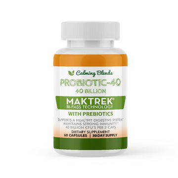 CALMING BLENDS Probiotic, 40 Billion CFU, Bi-Pass Delivery System for Maximum Effectiveness, Shelf Stable, 60 Vegetable Capsules CALMING BLENDSAu supplements