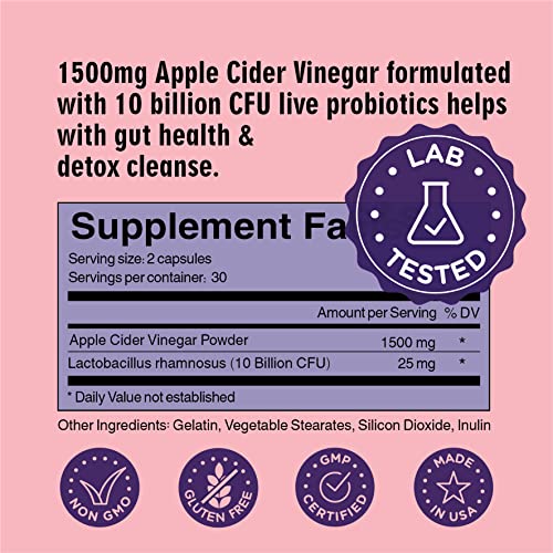 WayLoss 1500mg Apple Cider Vinegar Capsules/Apple Cider Vinegar Pills w/ 10 BILLLION WAY LOSSUS supplements