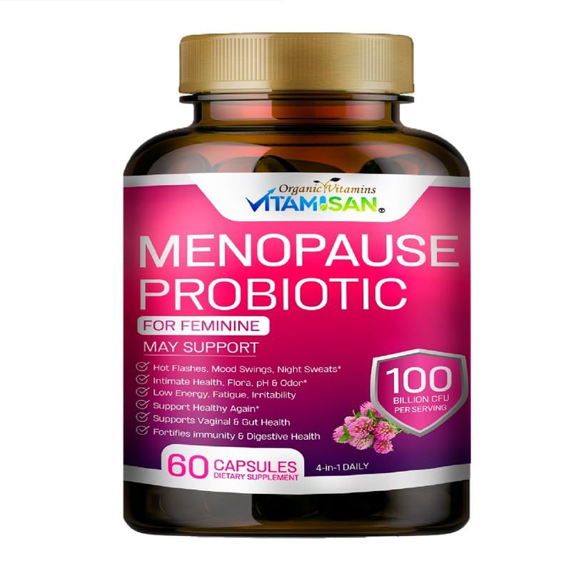 Menopause Support for Women – Hormone-Free Prebiotics & Probiotics 100 Billion CFU with Black Cohosh & Ashwagandha | Feminine Care, pH Balance, Vaginal Health, Hot Flashes, Night Sweats & Mood Swings VITAMISANAu supplements