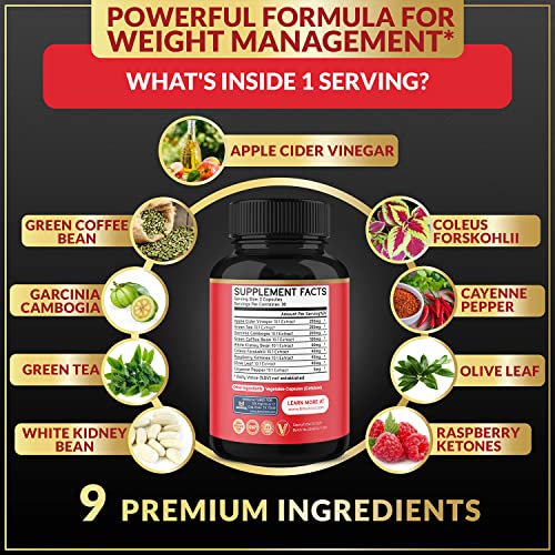 Fat Burner for Women, 9-in-1 Powerful Blend of Apple Cider Vinegar, Green Tea, Garcinia Cambogia BMVINVOLUS supplements
