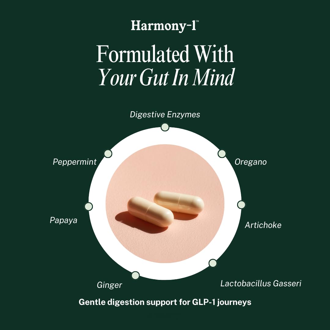 Harmony-1 Gut Health Supplement — Digestive Enzymes + Probiotics for Bloating Relief & Digestive Comfort — GLP-1 Friendly Digestive Support — 60 Capsules Harmony-1Au supplements