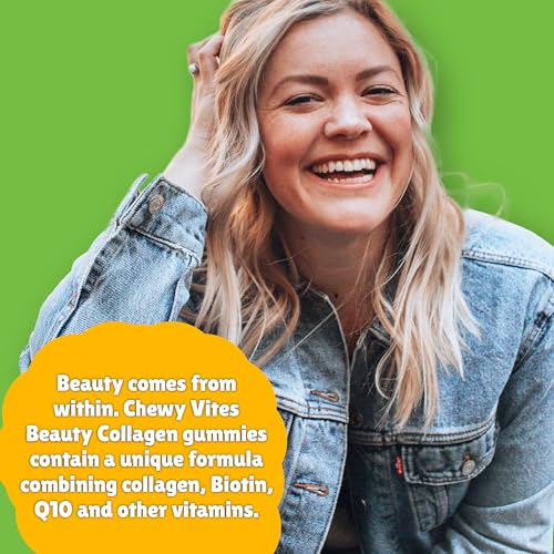 Chewy Vites Beauty Collagen 60 Gummy Vitamins |Hydrolised Collagen, CoQ10, Biotin + Vitamins | 1 Month Supply | Real Fruit Juice | Berry Flavour | 2-a-Day | CHEWY VITESAu supplements