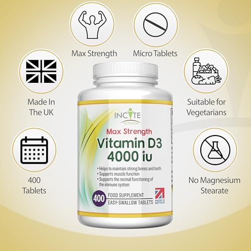 Vitamin D3 4000 iu - Vitamin D Tablets - 1 Year Supply Tablets - Vegetarian - Vitamin D Incite NutritionUS supplements