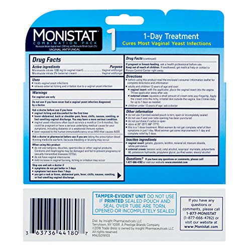 MONISTAT 1-Dose Yeast Infection Treatment, 1 Ovule Insert & External Itch Cream MonistatAu supplements