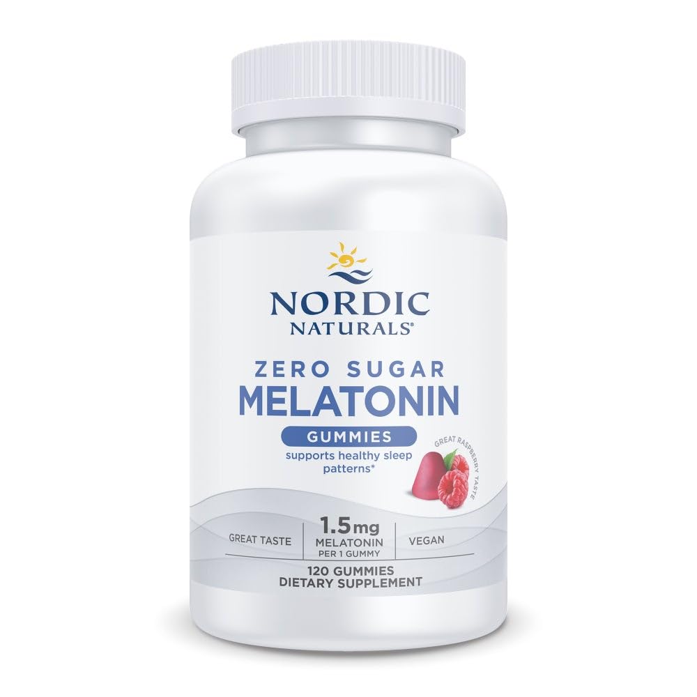 Nordic Naturals Zero Sugar Melatonin Gummies, Raspberry - 120 Gummies - 1.5 mg Melatonin - Great Taste - Restful Sleep, Antioxidant Support - Non-GMO, Vegan - 120 Servings Nordic NaturalsAu supplements