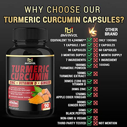 BMVINVOL Turmeric Curcumin Supplement 4040 mg - 95% Curcuminoids with Ginger BMVINVOLUS supplements