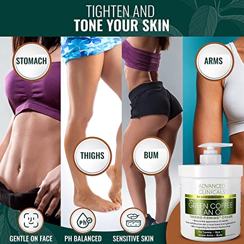 Advanced Clinicals Retinol Body Cream + Green Coffee Bean Oil Slim & Tighten Body Lotion Advanced ClinicalsUS supplements