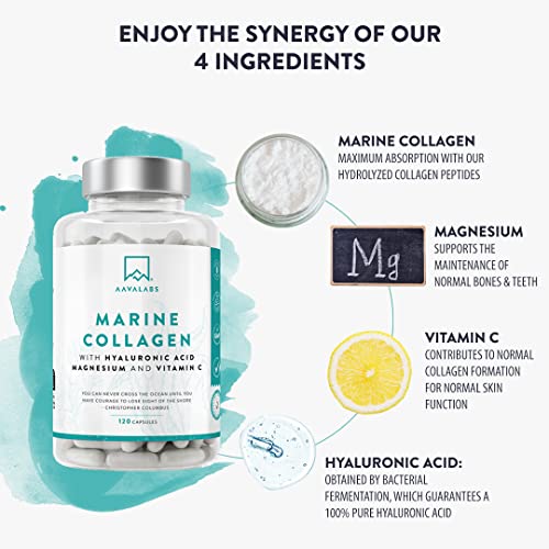 Marine Collagen Tablets for Women and Men with Hyaluronic Acid, Natural Vitamin C & Magnesium - with Pure Collagen peptides AAVALABSAu supplements