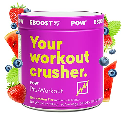 EBOOST POW Natural Pre Workout Powder - 20 Servings - Berry Melon Fizz - Pre Workout EBOOSTAu supplements